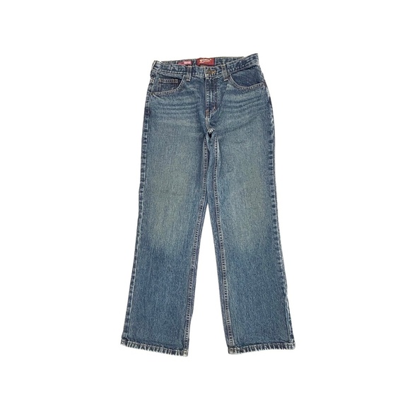 Arizona Bootcut Adjustable Waist Boys size 18 Dark Wash Blue Denim Jeans - Picture 1 of 4